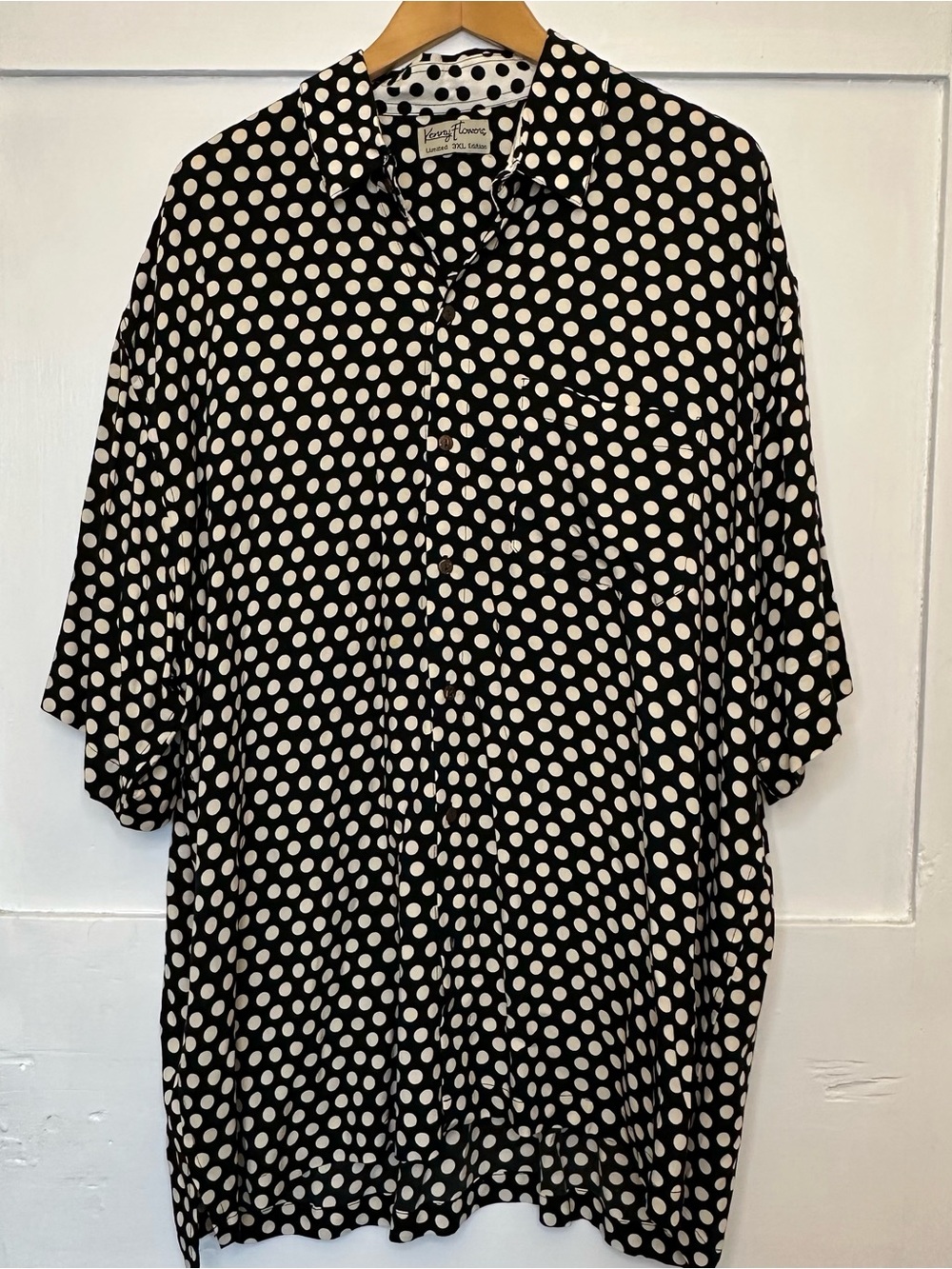 Kenny Flowers Limited Edition Black and Ivory Polka Dot Button-Up Shirt 3XL